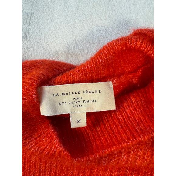 Sezane Rudy Jumper Mohair Wool Sweater Gold Button Crew Mock Neck Medium - Picture 6 of 9